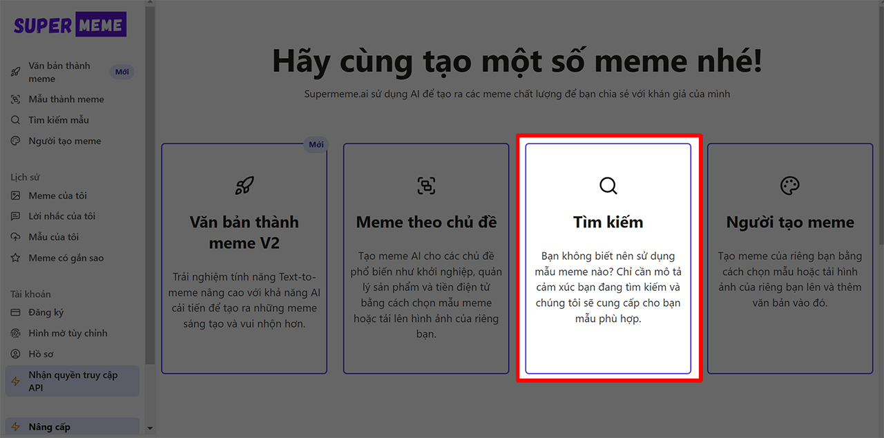 Tìm kiếm meme bằng AI