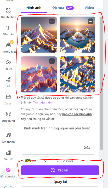 Tạo ảnh canva AI