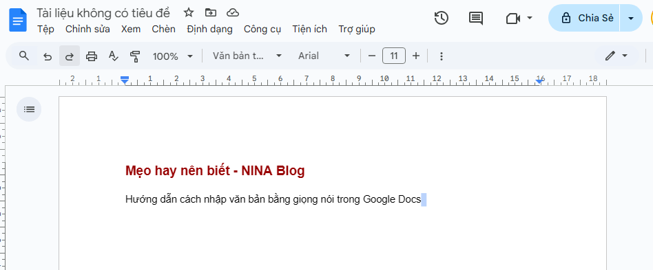 Mở tài liệu Google Doc