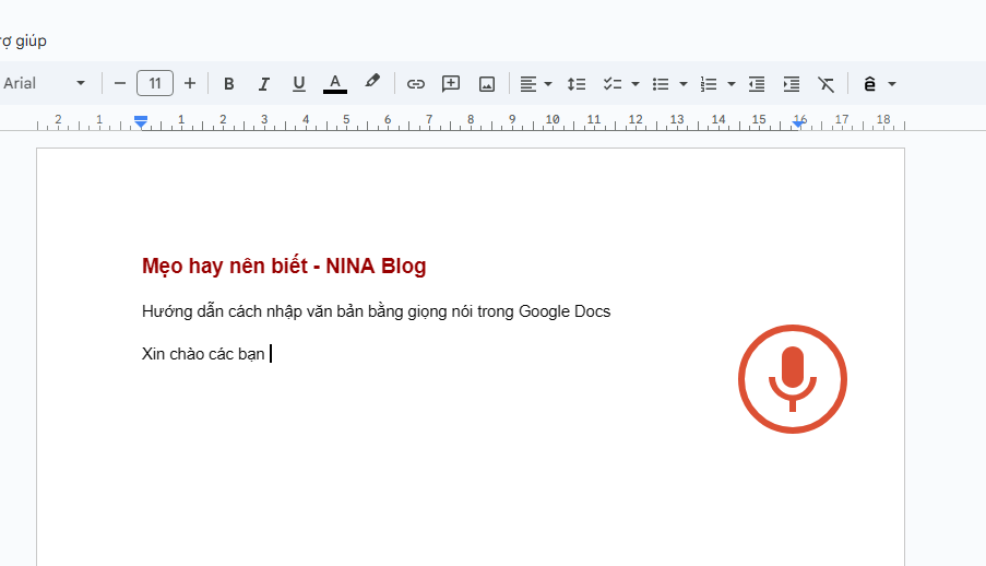 Nhập văn bản bằng giọng nói Google Docs