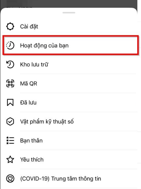 Hoạt động của bạn trên Instagram