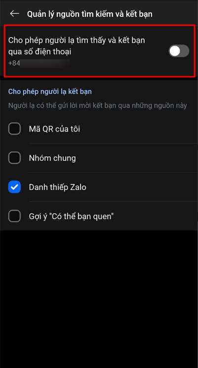 Quản lý tìm kiếm Zalo