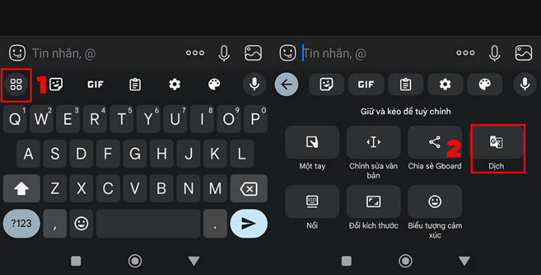 Dùng Gboard để dịch tin nhắn Zalo