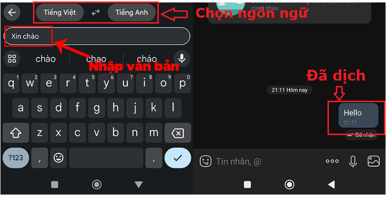 Dịch Zalo bằng Gboard